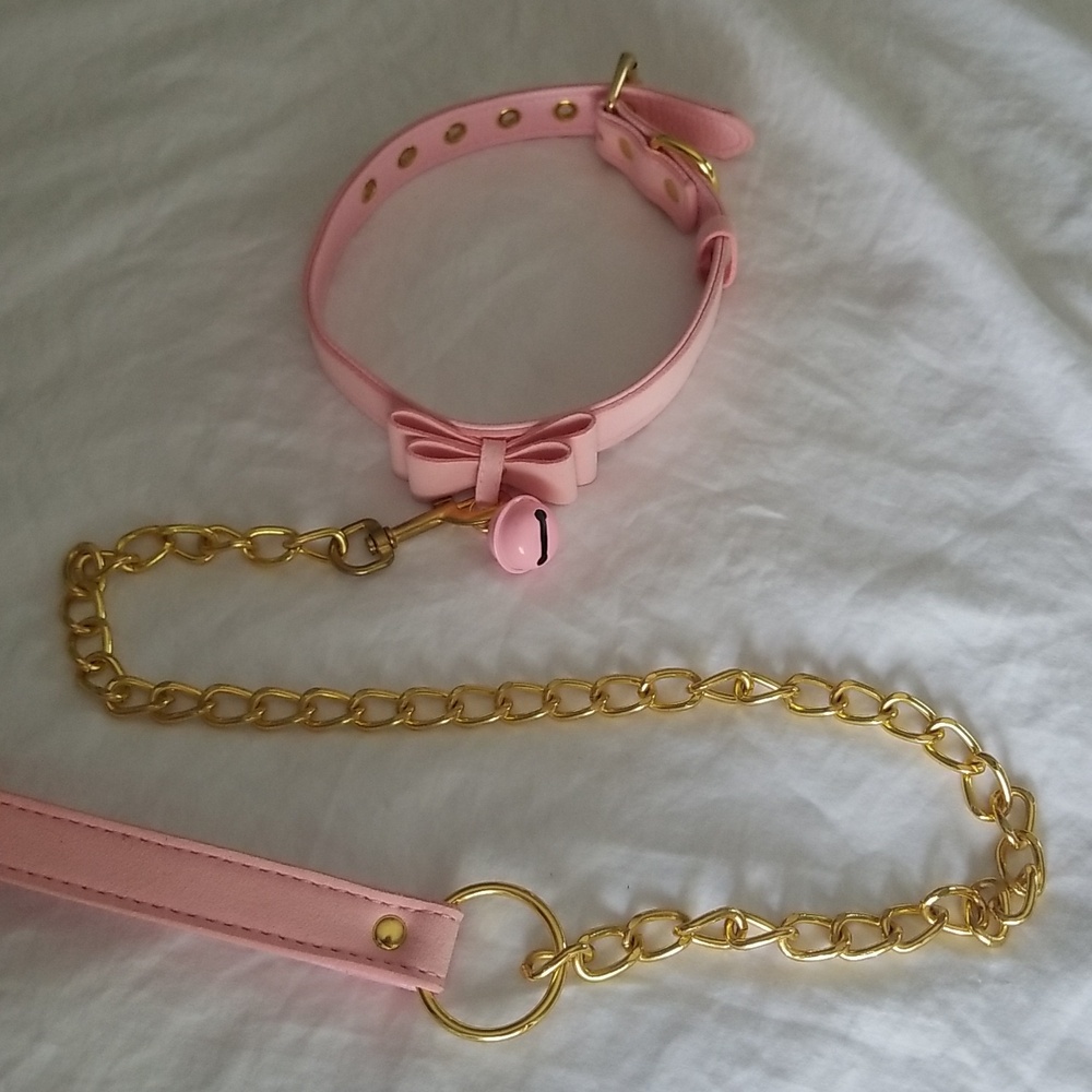Pink Collar and Leash Set with Bell - Women Accessories